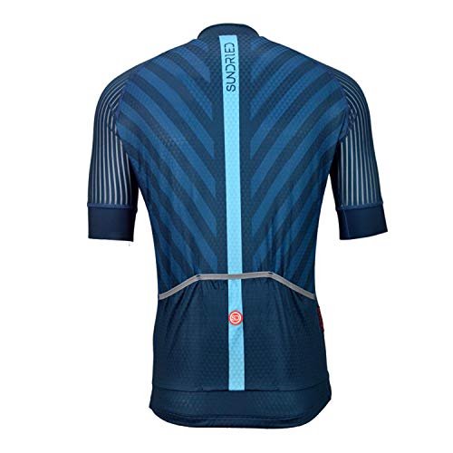 SUNDRIED Camisa para Hombre Desgaste del Ciclo Pro Manga Corta Ciclismo Jersey Bici para la Bici del Camino de Bicicletas de montaña (Azul, XXL)