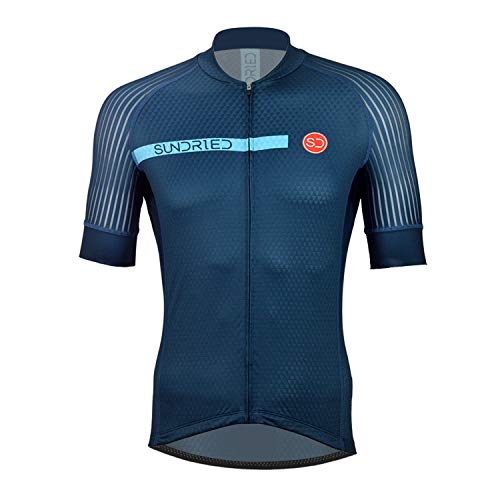 SUNDRIED Camisa para Hombre Desgaste del Ciclo Pro Manga Corta Ciclismo Jersey Bici para la Bici del Camino de Bicicletas de montaña (Azul, XXL)