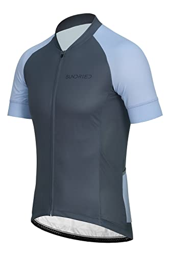 SUNDRIED Maillot Ciclista clásico de Manga Corta para Hombre Bicicleta de Pista Top Ciclismo de montaña Kit de Ciclismo (Azul, XL)