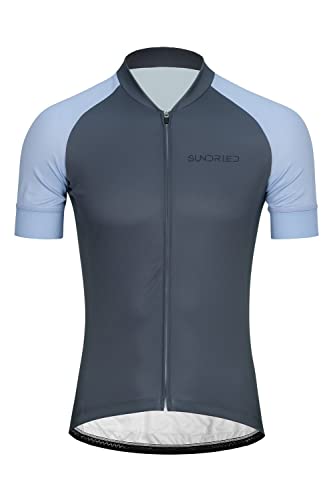 SUNDRIED Maillot Ciclista clásico de Manga Corta para Hombre Bicicleta de Pista Top Ciclismo de montaña Kit de Ciclismo (Azul, XL)