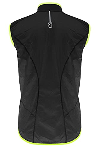 SUNDRIED Paquete de Gilet Ciclismo Correr a Prueba de Viento Resistente al Agua Deporte Chaleco Reflectante Chaleco Ultra Ligero (Negro, XS)