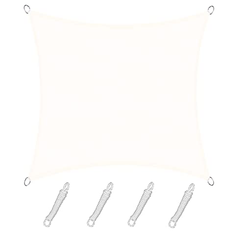 Sunnylaxx Toldo Vela de Sombra Cuadrado PES 3x3m Color Crema Impermeable,95% de Protección UV，para Exteriores,Jardín,Terrazas