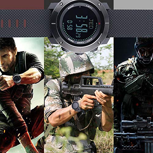 SUNROAD Sports Watch Barometer Compass Impermeable Multifuncional Al Aire Libre Digital Electrónica Militar Casual Reloj Deportivo con Barometer Compass para Hombres