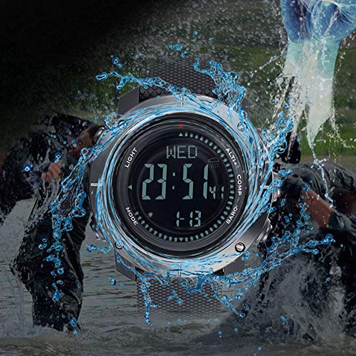 SUNROAD Sports Watch Barometer Compass Impermeable Multifuncional Al Aire Libre Digital Electrónica Militar Casual Reloj Deportivo con Barometer Compass para Hombres