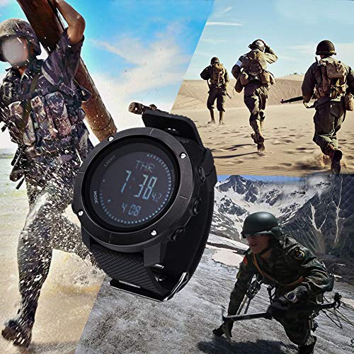 SUNROAD Sports Watch Barometer Compass Impermeable Multifuncional Al Aire Libre Digital Electrónica Militar Casual Reloj Deportivo con Barometer Compass para Hombres