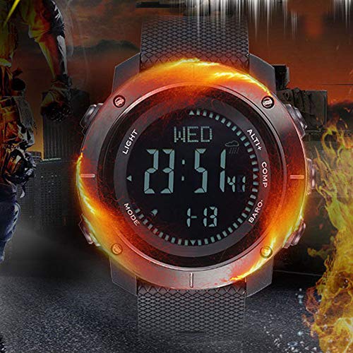 SUNROAD Sports Watch Barometer Compass Impermeable Multifuncional Al Aire Libre Digital Electrónica Militar Casual Reloj Deportivo con Barometer Compass para Hombres