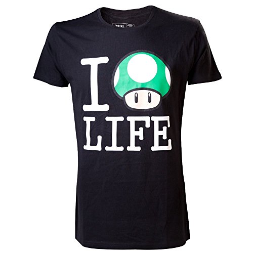 Super Mario Bros - T-Shirt Super Mario: I Love Life Black Men (M) [Importación Francesa]