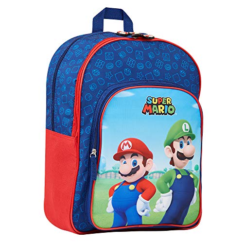 Super Mario Mochilas Escolares, Mochila Niño con Mario Bros y Luigi, Mochila Infantil para Colegio Deporte Viajes, Regalos Para Niños y Adolescentes