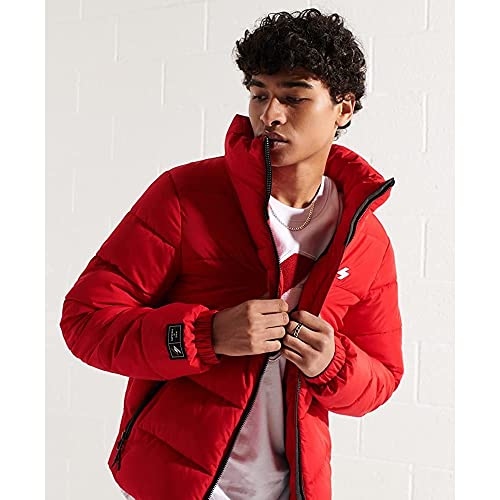 Superdry Acolchado Deportivo sin Capucha Chaqueta, Risk Red, L para Hombre