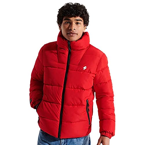 Superdry Acolchado Deportivo sin Capucha Chaqueta, Risk Red, L para Hombre