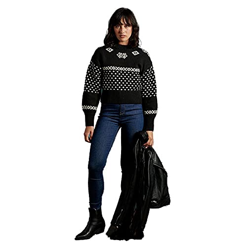 Superdry Fredericka Fairisle suéter, Black, S para Mujer