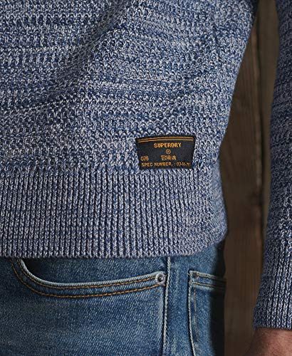 Superdry Keystone Crew Sudadera Skateboarding, Shore Blue Twist, S para Hombre