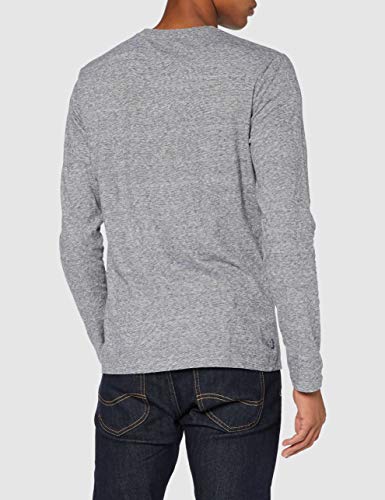 Superdry LS Top Camisa, Alimentador Gris Piedra, L para Hombre