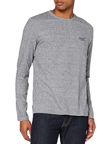 Superdry LS Top Camisa, Alimentador Gris Piedra, L para Hombre