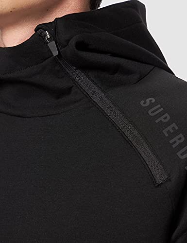 Superdry Sudadera de Entrenamiento Gymtech con Capucha para Hombre, Negro, M