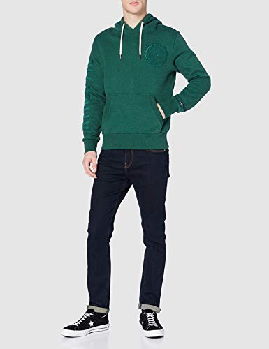 Superdry T&f Emb Hood Sudadera Skateboarding, Willow Green Grit, XS para Hombre