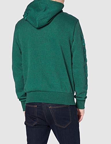 Superdry T&f Emb Hood Sudadera Skateboarding, Willow Green Grit, XS para Hombre