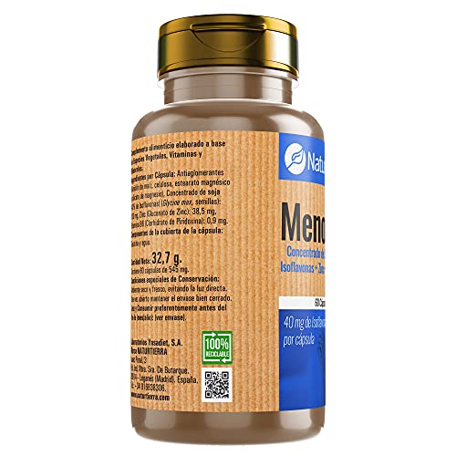 Suplemento Menopausia 60 Cápsulas| Complemento Menopausia| Vitamina B6 + Zinc + Concentrado de Soja| Aquisana