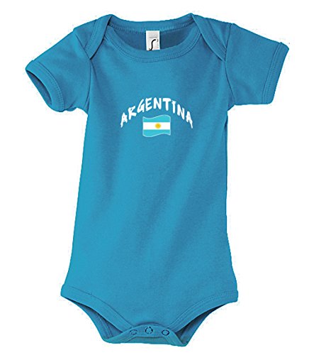 Supportershop – Body para bebé, diseño de Equipo de fútbol de Argentina, Color Azul, Body bébé Aqua Argentine, Azul, 6-12 Meses