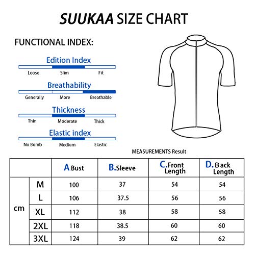 SUUKAA Maillot de Ciclismo para Hombre Camiseta Ropa Paseo Manga Corta,Top Ciclismo Bicicleta Maillots,Transpirable y Que Absorbe El Sudor,Secado Rápido,Mountain Bike/MTB Maillots