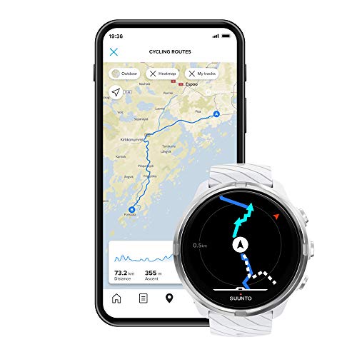 Suunto 9 Reloj Deportivo GPS con batería de Larga duración y medición del Ritmo cardiaco en la muñeca, Unisex-Adulto, Blanco, Talla Única