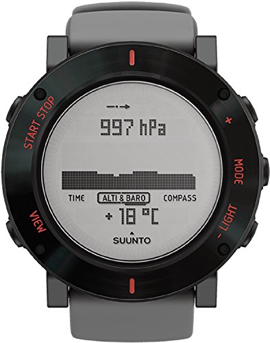 Suunto - Core Gray Crush - SS020691000 - Reloj de exterior para todas las altitudes, sumergible (30 m), con altímetro, barómetro - Estructura de composite y esfera de acero inoxidable - Negro / Correa gris de silicona