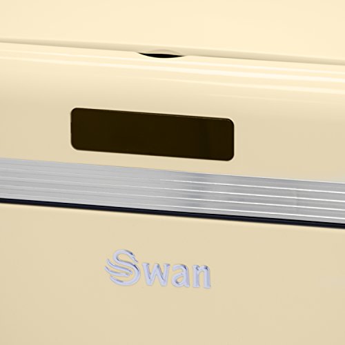 Swan Retro SWKA4500CN Cubo Basura Sensor de Apertura Automática, Metálico, Capacidad 45 litros, Diseño Vintage, Crema, Metal, Large