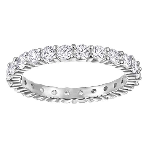 Swarovski Anillo Vittore XL, blanco, Baño de Rodio