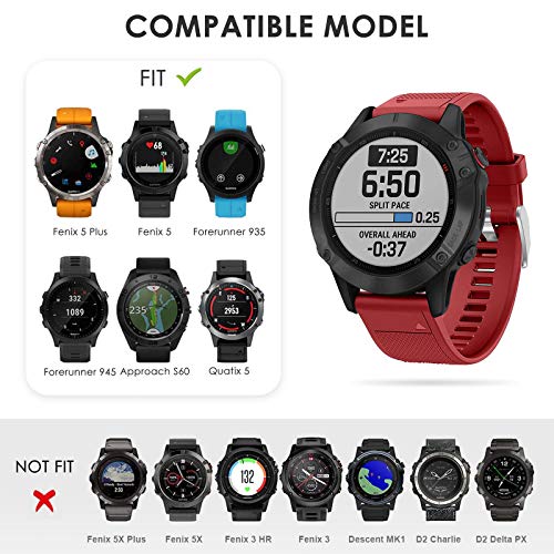 Sycreek Compatible para Garmin Fenix ​​5 Correa Reemplazo de Silicona 22mm Correa Deportiva de Auste Rápido para Fenix ​​6/Fenix ​​6 Pro/Fenix ​​5/Fenix ​​5 Plus/Forerunner 935