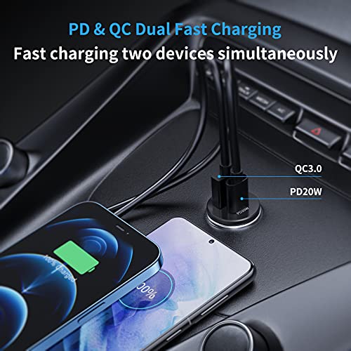 Syncwire Cargador Coche Tipo C 38W - [Puerto Dual PD&QC 3.0] Cargador Coche USB C Carga Rápida, Compatible con iPhone 13/12/11/XR,Samsung S21/S20/S10, Xiaomi Mi 10 Redmi 9, Huawei P50/P40 y Más