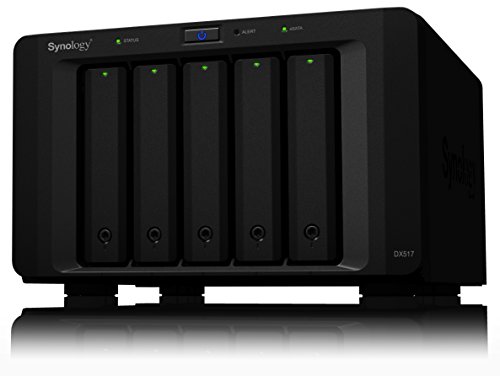 Synology DX517 5000GB Escritorio Negro Unidad de Disco Multiple - Unidad de Disco múltiple (Unidad de Disco Duro, 5 TB, Unidad de Disco Duro, SSD, 50 TB, SATA, 1000 GB)