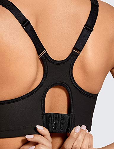 SYROKAN - Sujetador Deportivo con Aros Espalda Deportiva Sin Relleno para Mujer Negro 95B