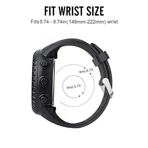 T-BLUER Watch Band Compatible for Suunto Core Correa,Accesorio de Pulsera de Correa de Repuesto de Silicona y Funda Protectora de Cubierta Completa para Suunto Core Smart Watch,Negro Rojo