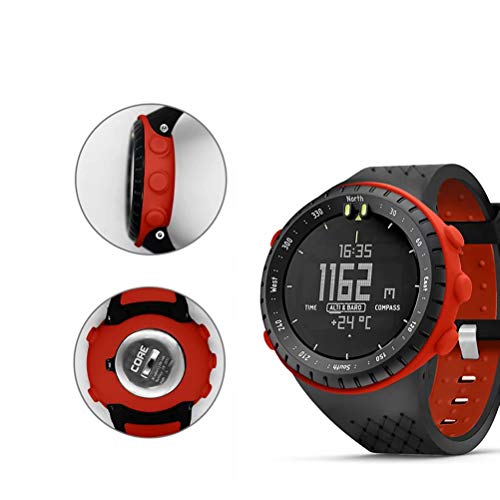 T-BLUER Watch Band Compatible for Suunto Core Correa,Accesorio de Pulsera de Correa de Repuesto de Silicona y Funda Protectora de Cubierta Completa para Suunto Core Smart Watch,Negro Rojo