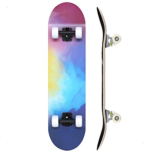 TACKLY Skateboard Adulto Completo 7-9 Capas/Layers – monopatín Skate 31”x8 Madera de Arce para niños y Adultos Unisex – Apto para Todos los Niveles Principiante intermedio avanzado (Cosmos)