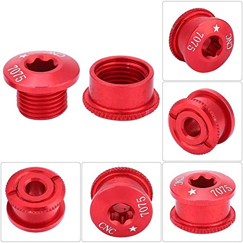 Tarente 5pcs for Bicicleta Chainring Tornillo Perno for el Conjunto de Platos Individual Doble Triple Velocidad (rojo-5mm)