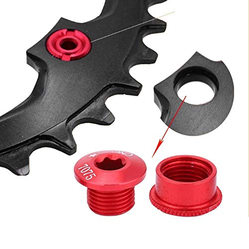 Tarente 5pcs for Bicicleta Chainring Tornillo Perno for el Conjunto de Platos Individual Doble Triple Velocidad (rojo-5mm)