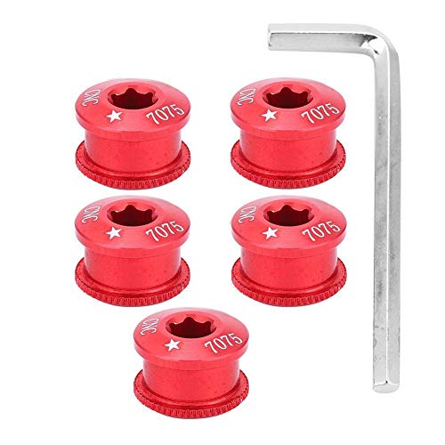 Tarente 5pcs for Bicicleta Chainring Tornillo Perno for el Conjunto de Platos Individual Doble Triple Velocidad (rojo-5mm)