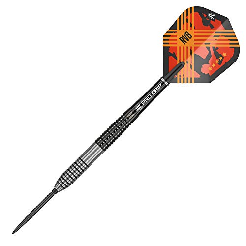 Target Darts Raymond Van Barneveld RVB 95 Gen 3 23G 95% Tungsten Swiss Point Steel Tip Darts Set Suiza Punta Dardos, Unisex, Plata, Negro y Naranja, 23 g