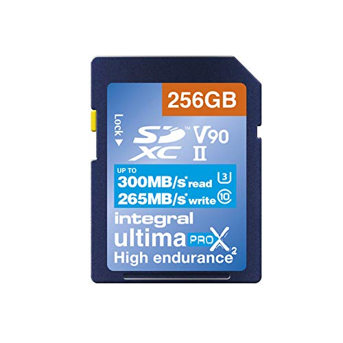 Tarjeta SD UHS-II de Integral de 256GB V90 de hasta 300 MB/s de Velocidad de Lectura y 265 MBs de Velocidad de Escritura, Tarjeta de Memoria SDXC Profesional de Alta Velocidad