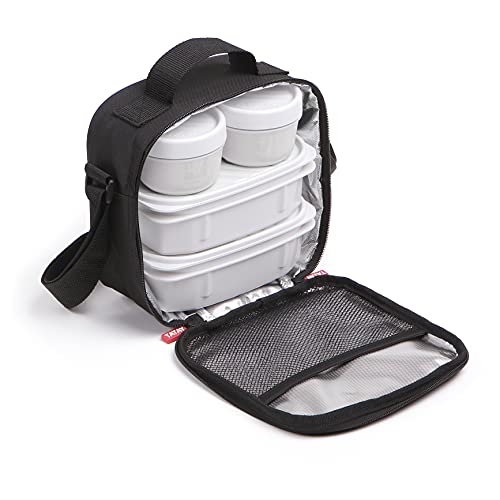 Tatay Urban Food Casual - Bolsa Térmica Porta Alimentos, 3 L de Capacidad, con 4 Tuppers Herméticas, 2 x 0.5 L, 2 x 0.2 L, Color Negro,Medidas 22.5 x 10 x 22 cm