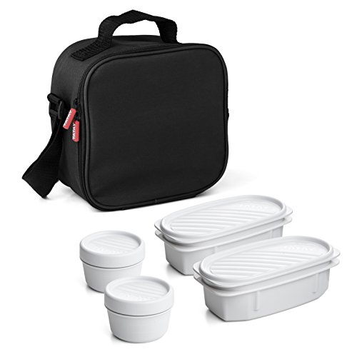 Tatay Urban Food Casual - Bolsa Térmica Porta Alimentos, 3 L de Capacidad, con 4 Tuppers Herméticas, 2 x 0.5 L, 2 x 0.2 L, Color Negro,Medidas 22.5 x 10 x 22 cm