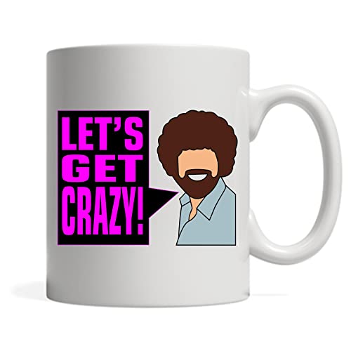 Taza de cerámica inspirada en Bob Ross Lets Get Crazy!