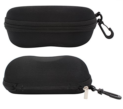 TBOC Funda Rígida Gafas de Sol - [Pack 2 Unidades] Estuche Negro Ligero con Cremallera para Cinturón Bolso Mochila Coche para Guardar Gafas de Ver Lectura Natación Grandes Pequeñas Hombre Mujer Niño