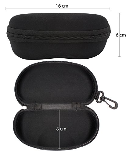 TBOC Funda Rígida Gafas de Sol - [Pack 2 Unidades] Estuche Negro Ligero con Cremallera para Cinturón Bolso Mochila Coche para Guardar Gafas de Ver Lectura Natación Grandes Pequeñas Hombre Mujer Niño