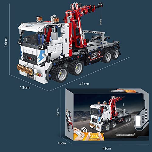 Technology Truck Wrecker Building Block, Camión Remolque con Control Remoto Modelo 938+ Bloques Construcción con Abrazadera Modelo Camión Compatible con Lego Technic