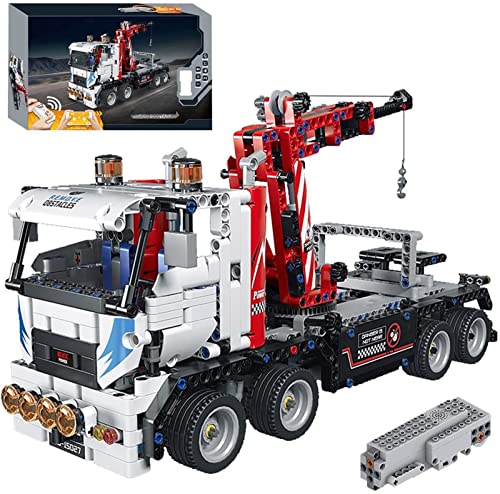 Technology Truck Wrecker Building Block, Camión Remolque con Control Remoto Modelo 938+ Bloques Construcción con Abrazadera Modelo Camión Compatible con Lego Technic