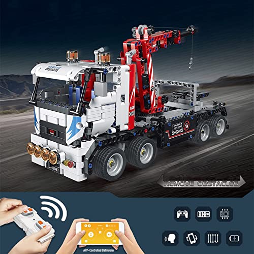 Technology Truck Wrecker Building Block, Camión Remolque con Control Remoto Modelo 938+ Bloques Construcción con Abrazadera Modelo Camión Compatible con Lego Technic