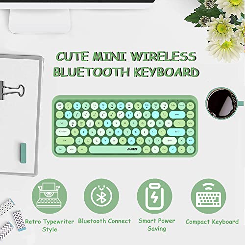 tecnología de conexión inalámbrica de 2.4GHz tapa de tecla ABS retro Teclado inalámbrico Bluetooth lindo mini teclado compacto de 84 teclas Color mezclado verde diseño ergonómico panel mate 