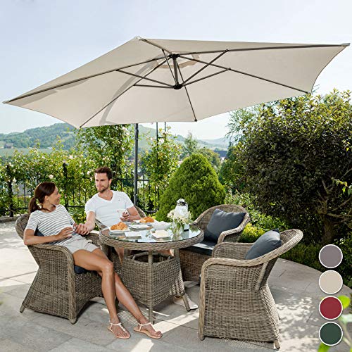 TecTake 3,5m Sombrilla Parasol de para terraza jardín protección Solar UV (Beige | No. 400622)